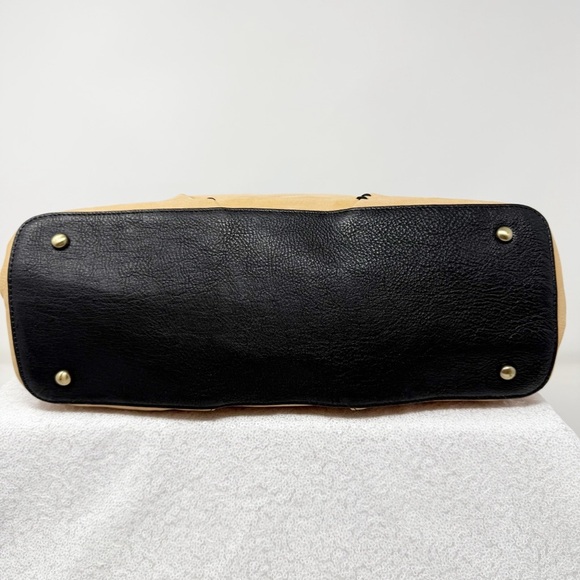 Tre Vero Leather Satchel Tan and Black Women's Handbag - Picture 9 of 16